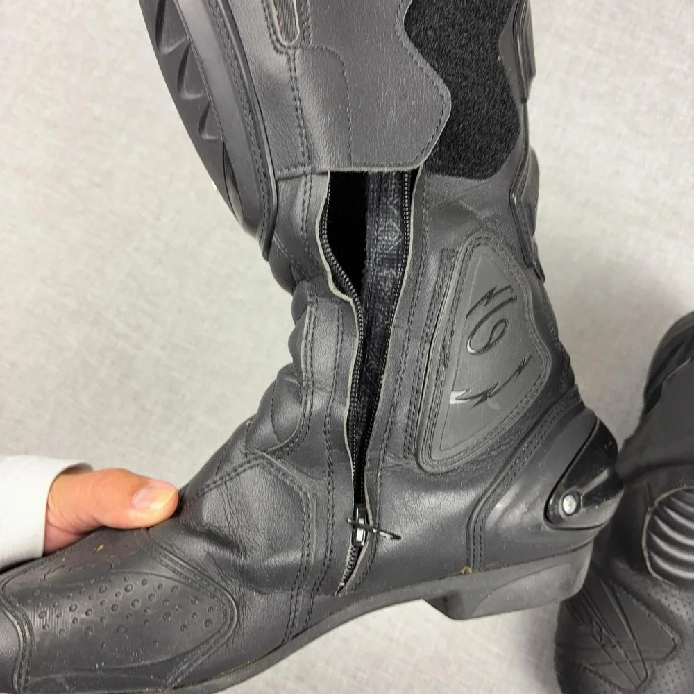 Sidi TCX Boots Mens Size 10 Black Leather Motorcycle Sport Touring Riding Gear
